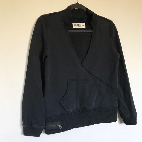 PeaceBird Jeans Astro Boy Dream Atom Black Distressed Sweatshirt Size Large - Picture 2 of 14